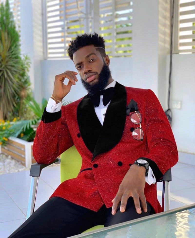 new men tuxedo 2 pieces double breasted shawl lapel wedding party suit