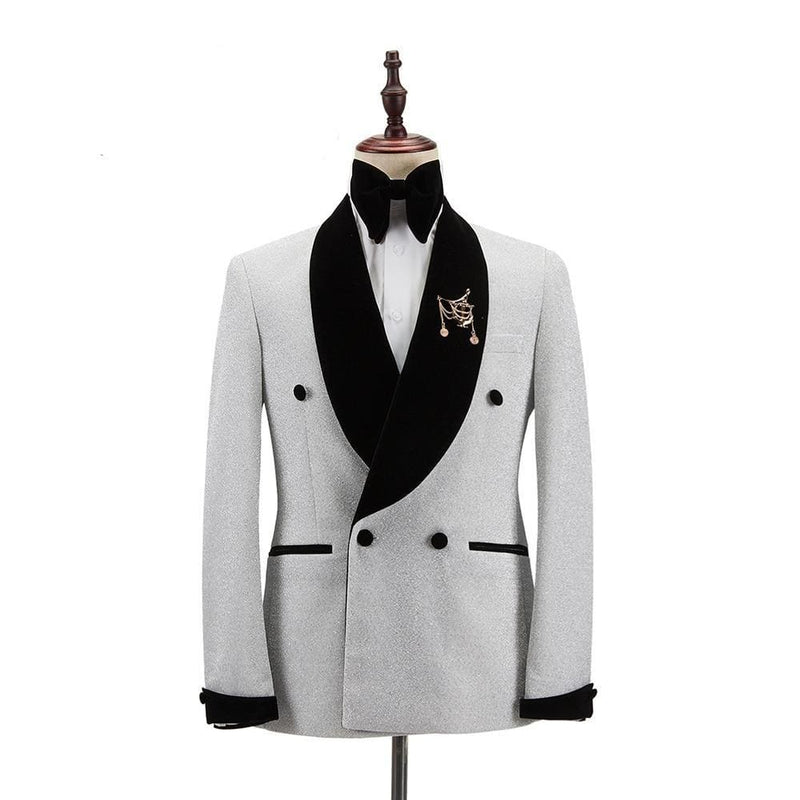 new men tuxedo 2 pieces double breasted shawl lapel wedding party suit