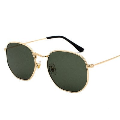 new women metal frame fishing sun glasses gold dark green / as