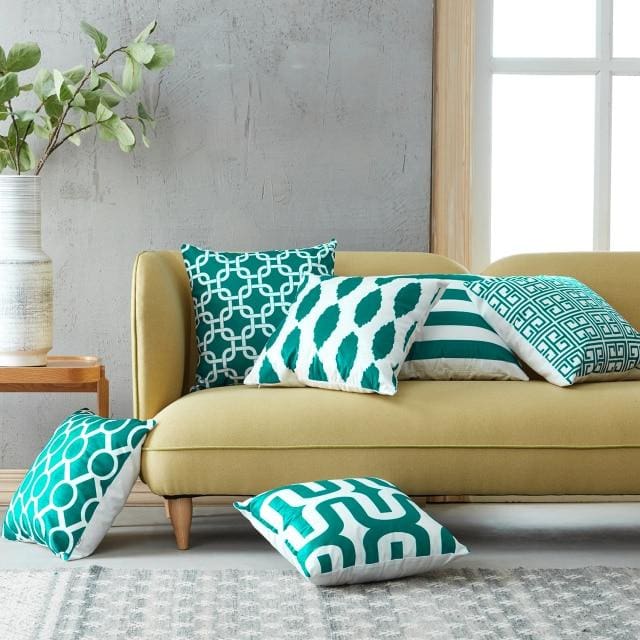 nordic style geometric stripe circle cushion cover