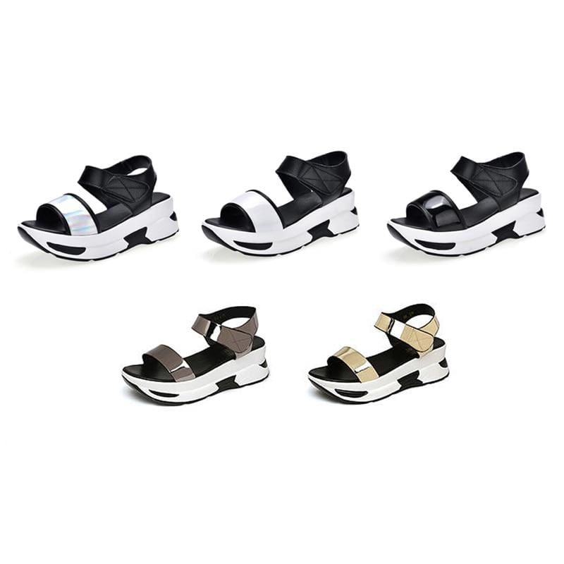 patent leather wedge hook loop women platform sandals