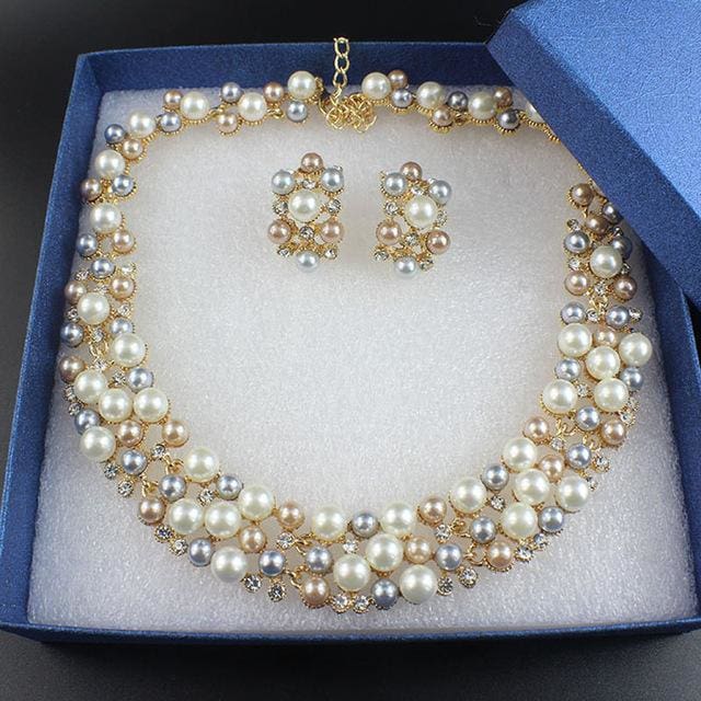 pearl dubai beads bridal wedding jewelry sets 8