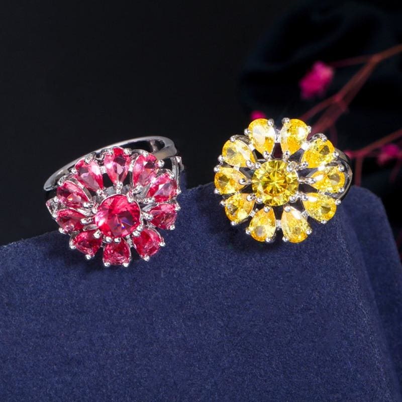 pera romantic purple amethyst cz topaz round flower shape silver 925 necklace earrings jewelry set