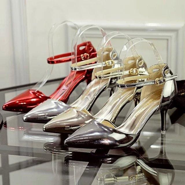 pointed toe ankle buckle sexy lady pumps