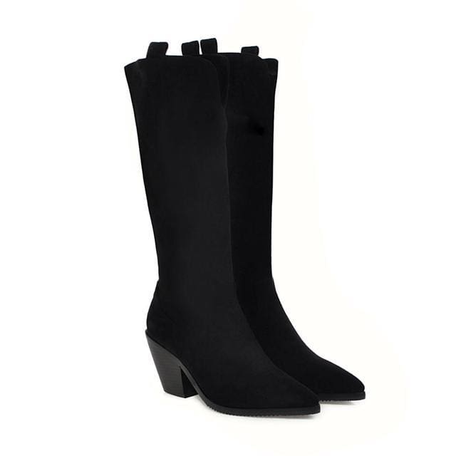 pointed toe knee high cowgirl winter boots