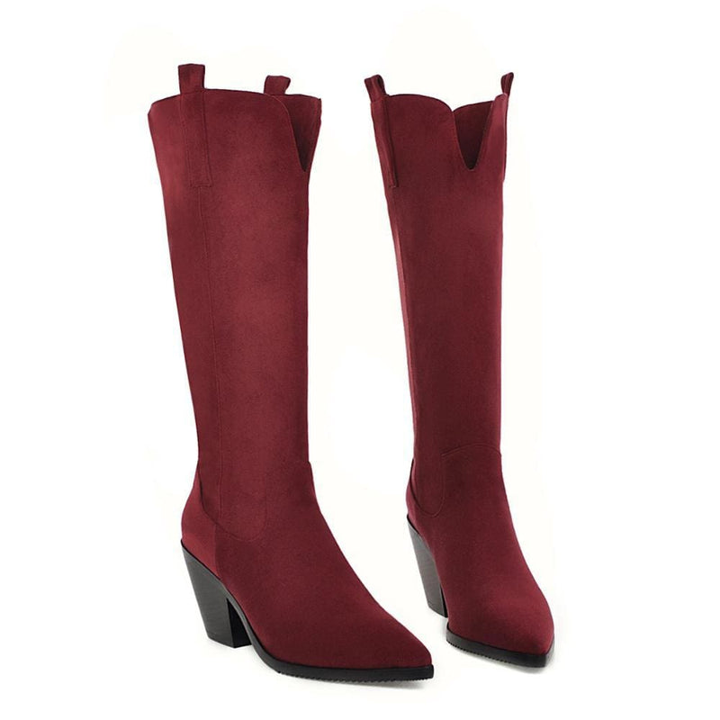 pointed toe knee high cowgirl winter boots