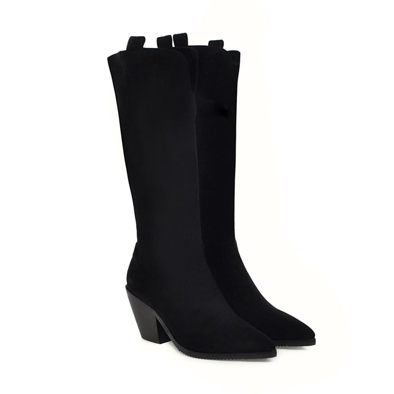 pointed toe knee high cowgirl winter boots