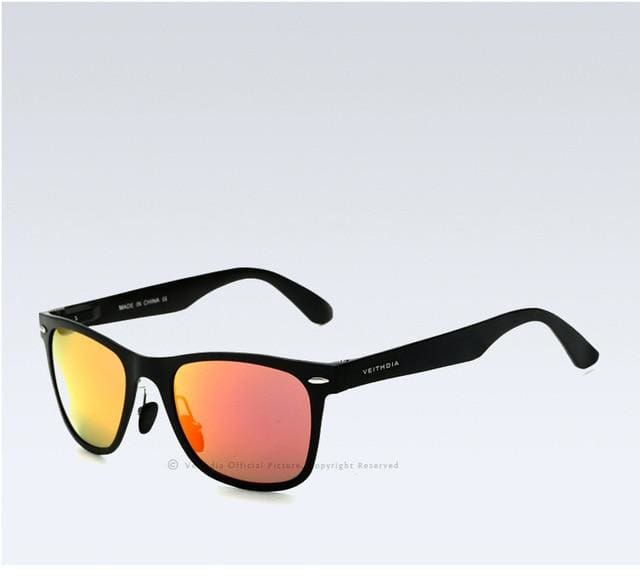 polarized mirror sun glasses black red