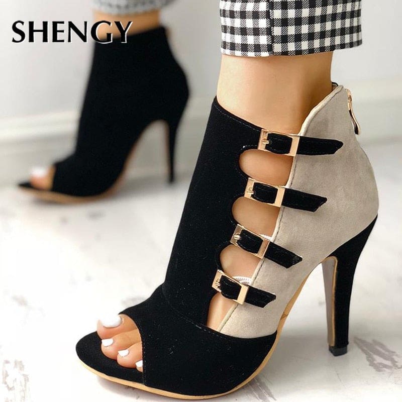 poop toe buckle strap party high heels