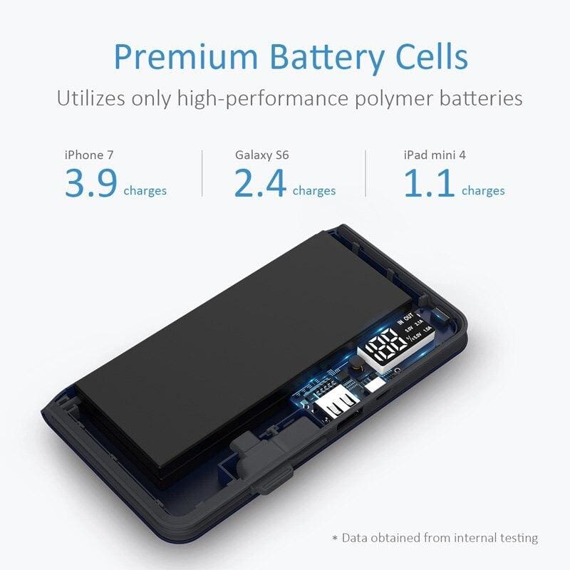 portable external battery charger for iphone/samsung with led display