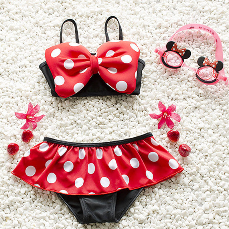 wholesale price 2017 new cartoon baby girls swimwear kids cute two-piece suit bikini child swimsuit beach wear children clothes