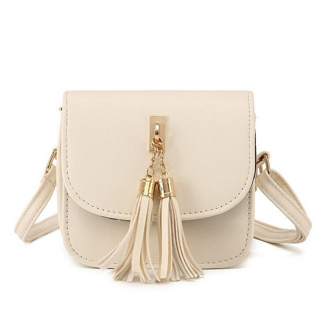 vogue star fashion 2017 small chains bag women candy color tassel messenger bags female handbag shoulder bag flap women bag la33 beige / mini(max length<20cm)