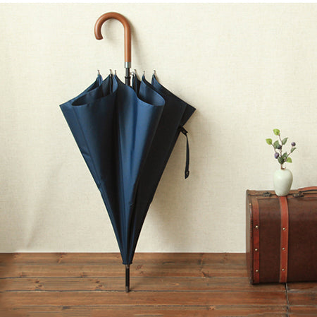 new arrival japanese brand long umbrella 8k windproof wooden handle large men umbrellas rain quality classic business paraguas blue