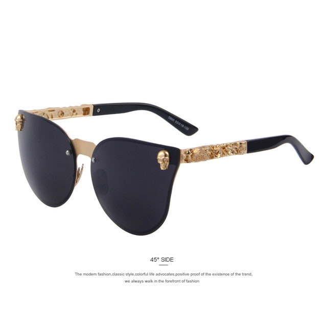 merry's fashion women gothic eyewear skull frame metal temple oculos de sol uv400 c01 black