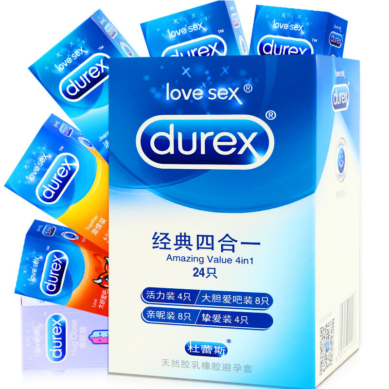 durex condoms 24 pcs in 1 box natural latex lubricated contraception 4 types in 1 condoms for men sex toys products wholesale