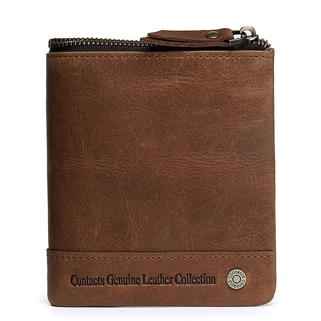 contact's rfid blocking bifold slim genuine leather thin wallets for men purse id/credit card holder fashion new short wallet style1 / china