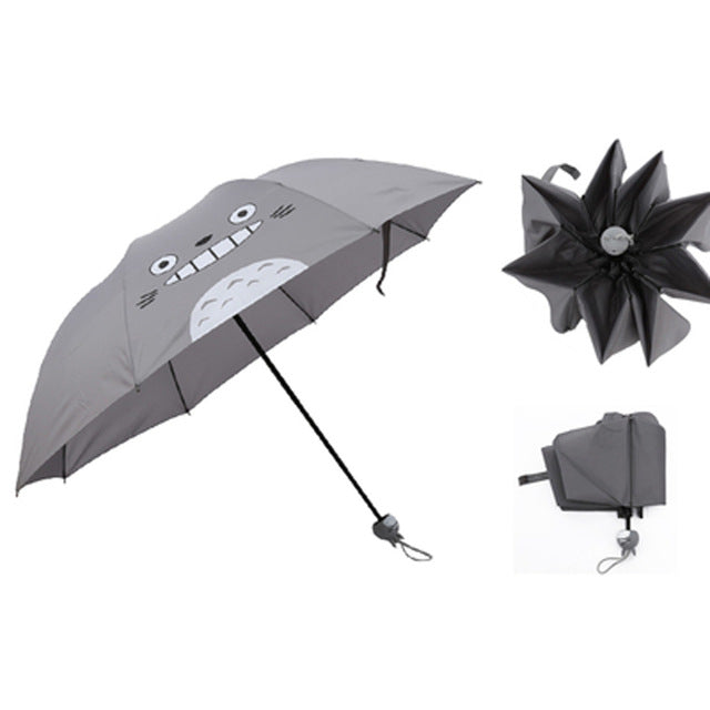creative cute cartoon bear rabbit totoro villain children umbrella 3 folding pongee windproof rain umbrella for kids totoro umbrella