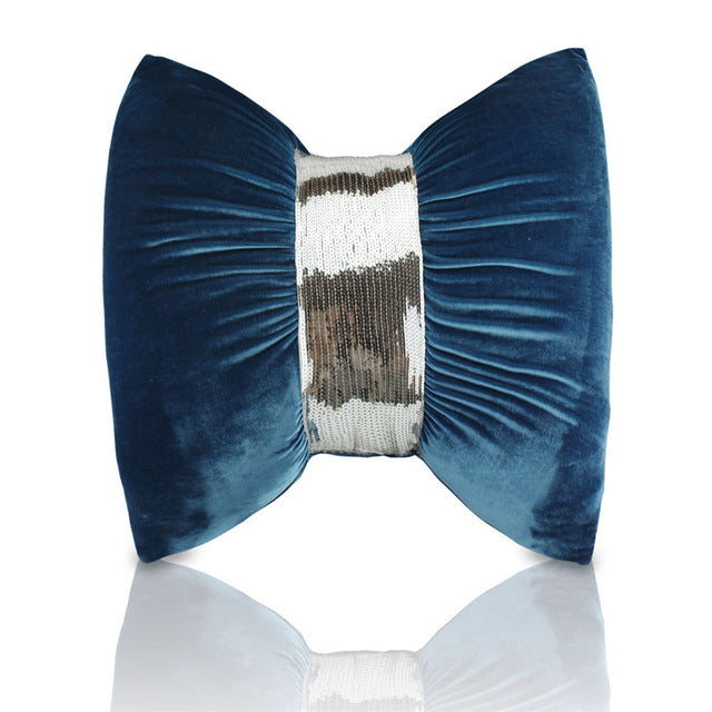 creative super luxury sequins belt gold velvet fabric bow-knot design cushion
