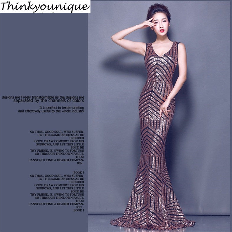 sequined lace party gowns long evening dress