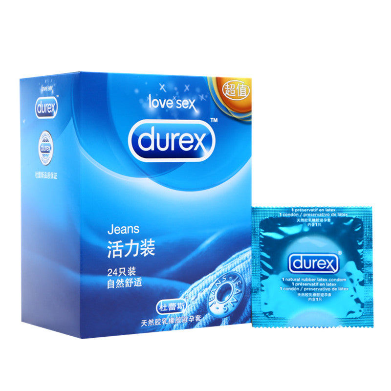 durex condoms jeans 24 pcs straight-walled extra lubricated condoms for men natural latex sex toys products wholesale