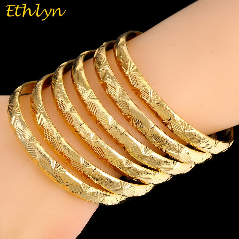 6 pieces/lot party costume morocco gold color openable charm bangles for engagement wedding jewelry accessories