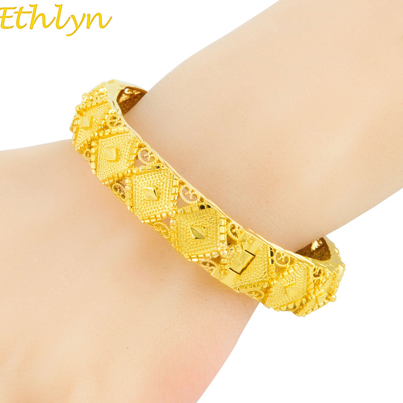 top quality vintage ethiopian bangle for women gold color dubai bride wedding bracelet africa arab jewelry