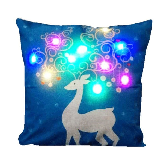 christmas led light cotton linen sofa cushion cover 1