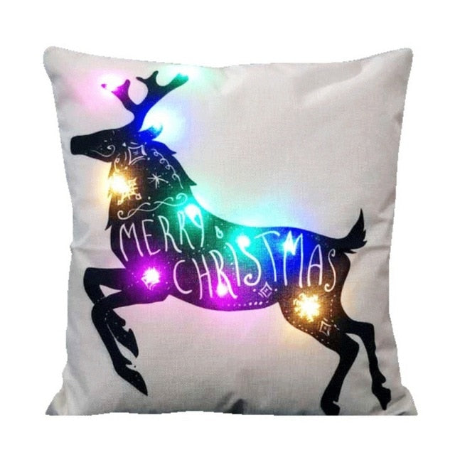 christmas led light cotton linen sofa cushion cover 3