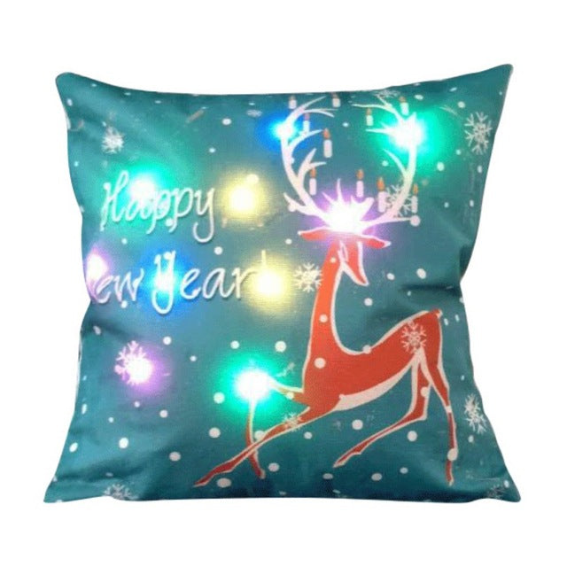 christmas led light cotton linen sofa cushion cover 4