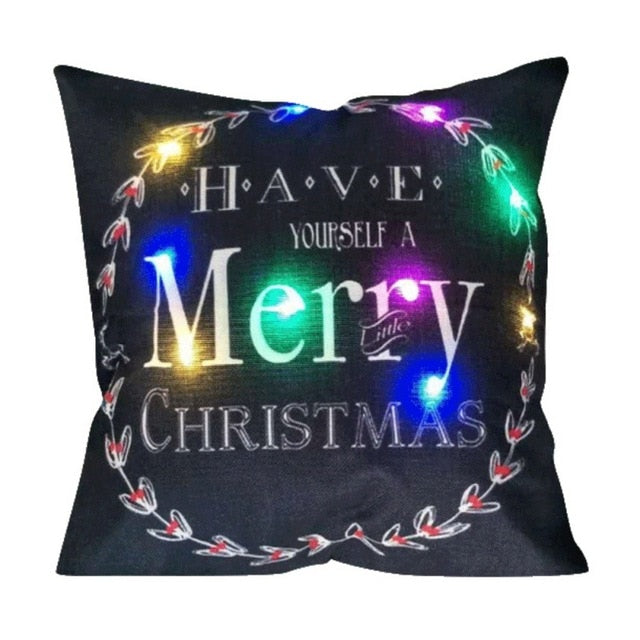 christmas led light cotton linen sofa cushion cover 7