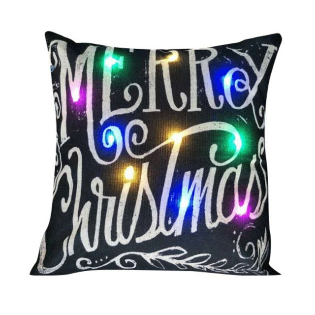 christmas led light cotton linen sofa cushion cover 9