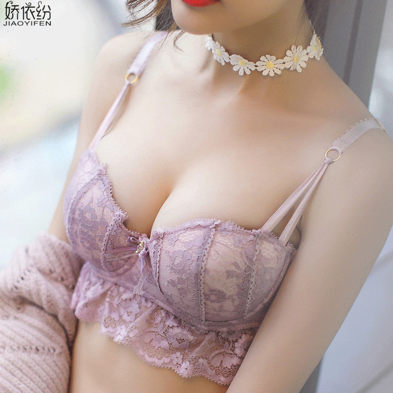 jyf japan women underwear sexy 1/2 cup lace bra set high quality embroidery lingerie young girl push up bra and panty sets