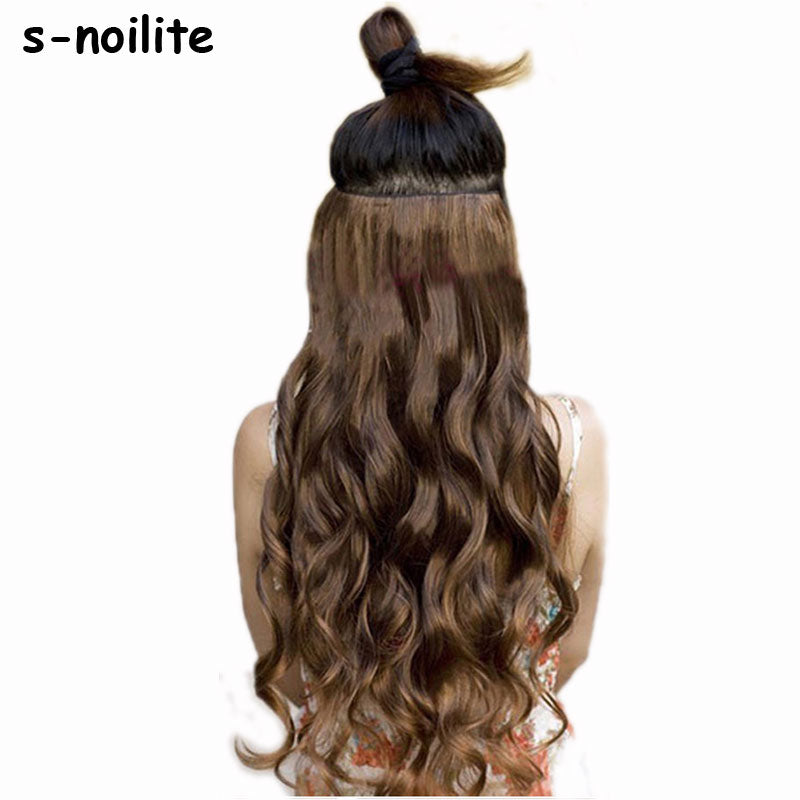 18-28" curly 3/4 full head clip in hair extensions black brown blonde real natural synthetic one piece for human