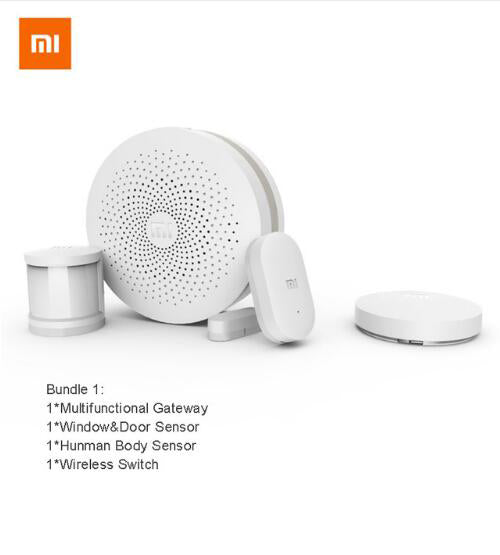 xiaomi smart home sensor kit mijia gateway2 door window sensor human body sensor wireless switch humidity zigbee socket mi app 4 item