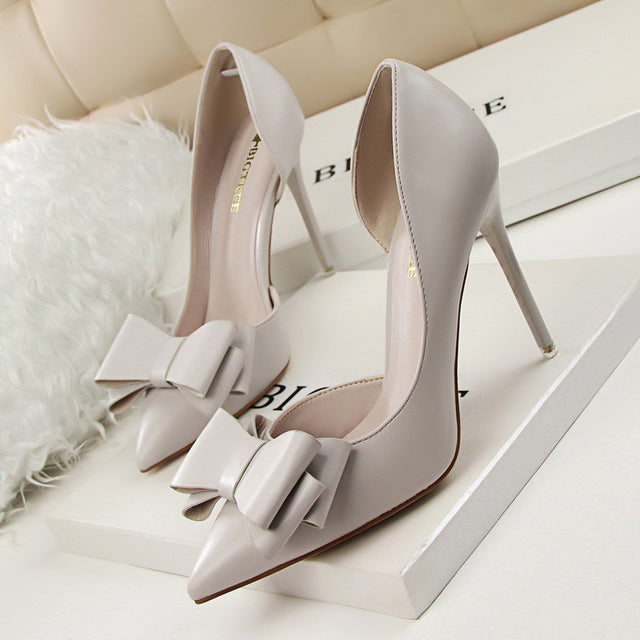 elegant pumps sweet bowknot high-heeled shoes