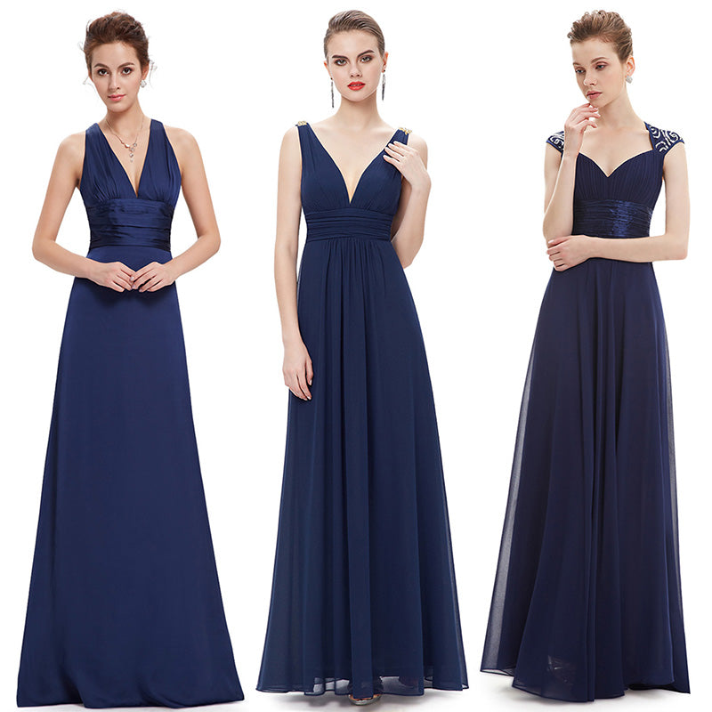 ever pretty sexy women evening dresses v-neck sleeveless backless a-line slim chiffon long evening party dress