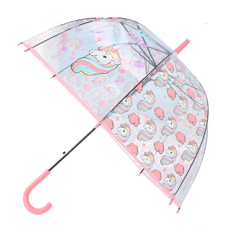 liberainy simple fashion weatherproof lovely unicorn children long handle transparent umbrella