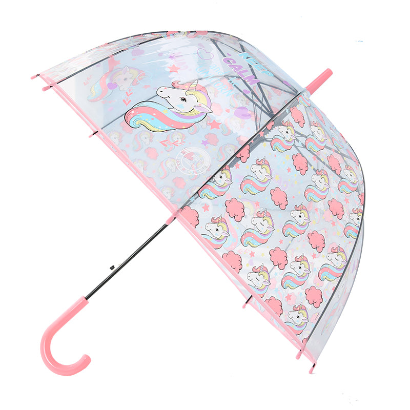 liberainy simple fashion weatherproof  lovely unicorn children long handle transparent umbrella