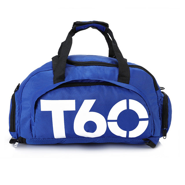 brand new men sport gym bag women fitness waterproof outdoor separate space for shoes pouch rucksack hide backpack sac de bluewhite