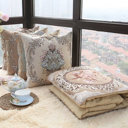 european - style dual - use portable pillow quilt car office nap pillow folded waist pad