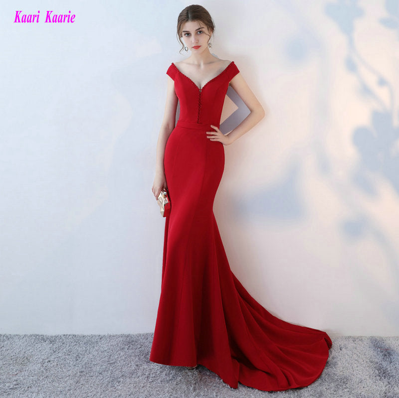 high quality elastic satin mermaid long sexy burgundy formal evening party dresses/gowns