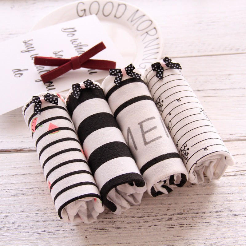 new arrived big girl underwear 4pcs/lot kids panties striped girl underpants cotton lingerie briefs