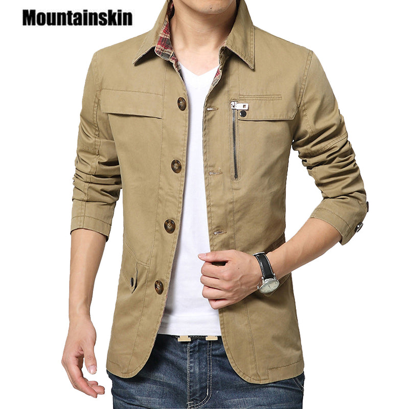 men's jacket casual solid men outerwear slim fit