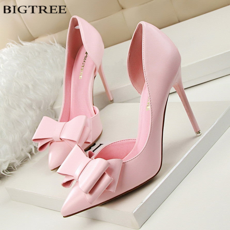 elegant pumps sweet bowknot high-heeled shoes