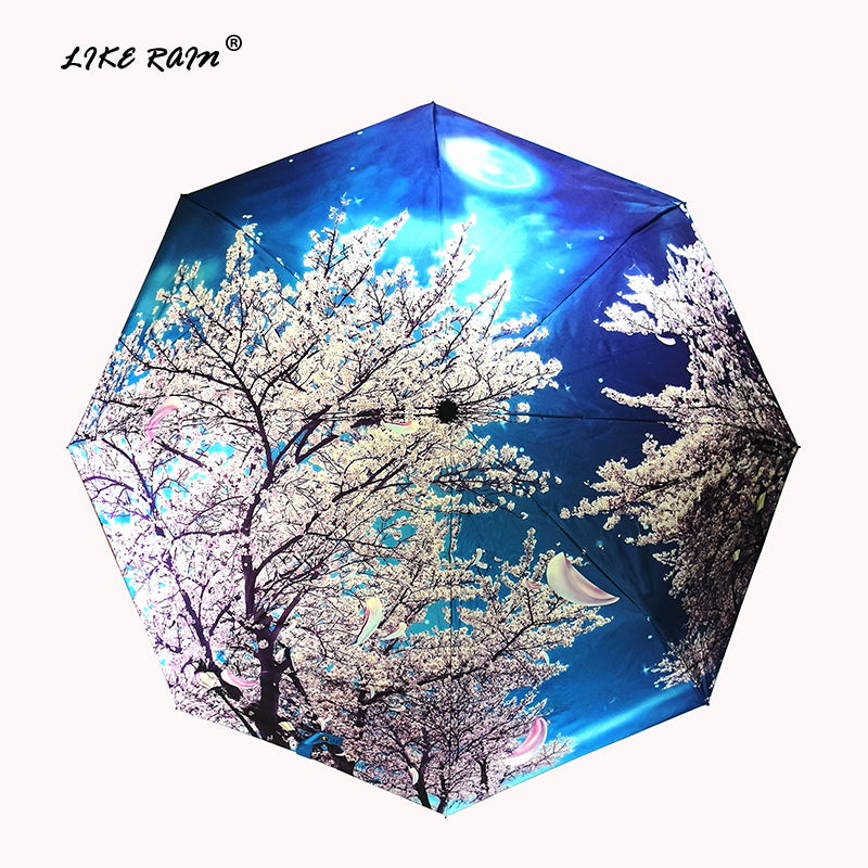 like rain chinese art sakura umbrellas female folding umbrella rain women windproof high quality anti-uv sun parasol