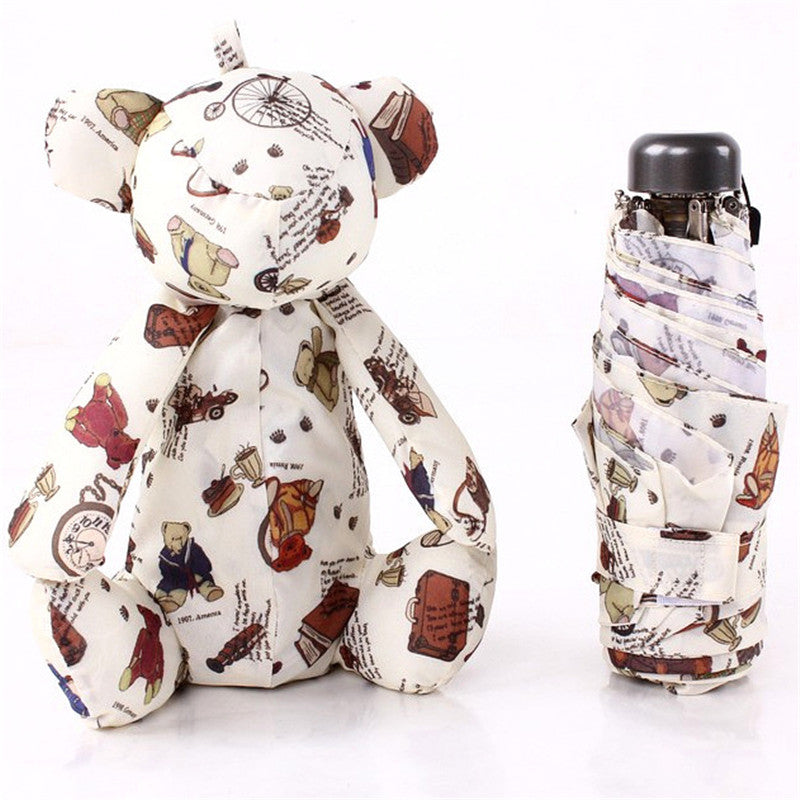 cute bear and rabbit mini pocket umbrella rain sun women plegable paraguas de mujer parapluie femme portable sunshade