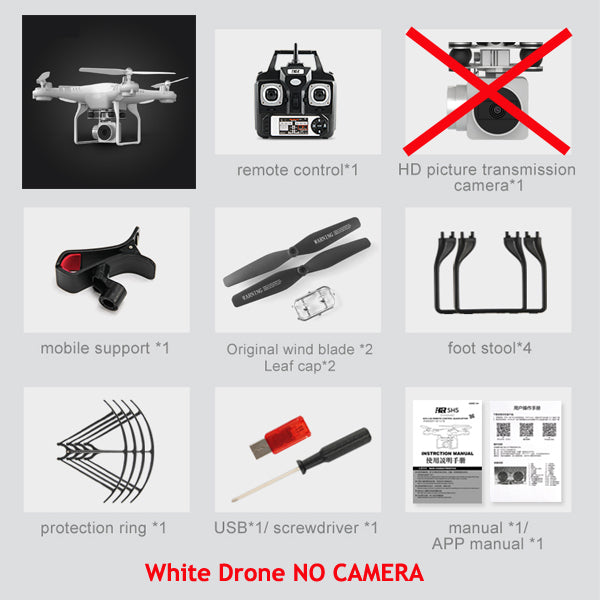 sh5h quadcopter fpv drones with camera hd quadcopter with wifi camera rc helicopter remote control toys white no camera