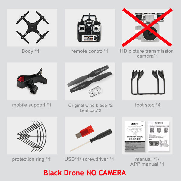 sh5h quadcopter fpv drones with camera hd quadcopter with wifi camera rc helicopter remote control toys black no camera