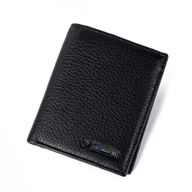 bluetooth smart wallet men leather genuine anti lost intelligent bluetooth purse male card holders carteira black