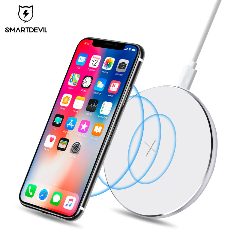 smartdevil 10w qi wireless charger for iphone 8/x fast wireless charging for samsung s8/s7 edge nexus5 lumia 820 usb charger pad